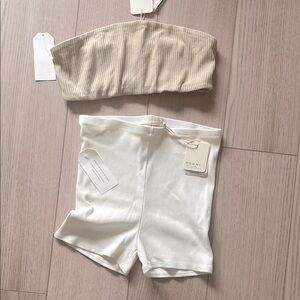 Donni Lot Shorts and BANDEAU Top